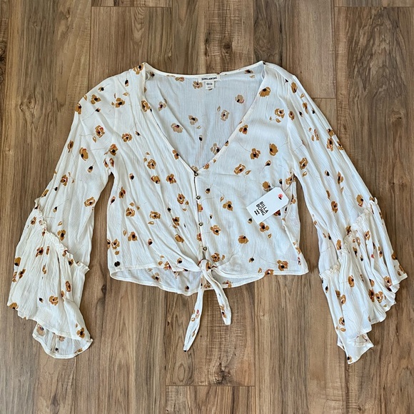 Billabong Cropped V-neck Long Sleeve - Picture 1 of 7